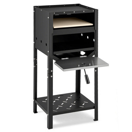 12 Inch Outdoor Pizza Oven with Ash Tray and Wood Storage-Black LuxuryLifeWay Online Store