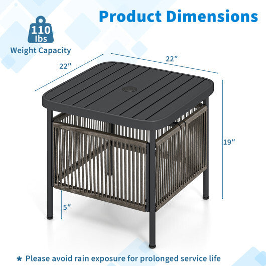 Outdoor Side Table with Umbrella Hole and Storage Shelf LuxuryLifeWay Online Store