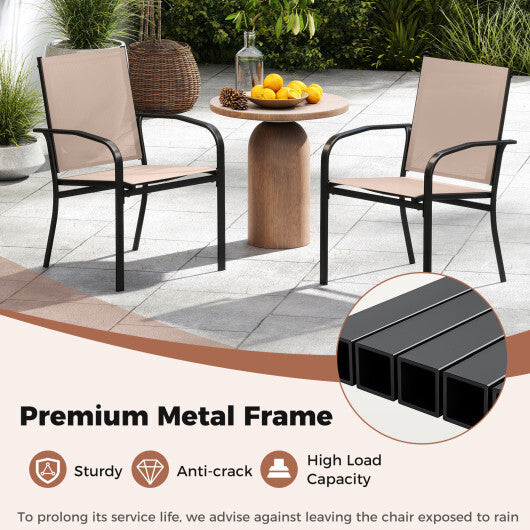 Outdoor Dining Chairs Set of 4 with High Back and Metal Frame-Light Brown LuxuryLifeWay Online Store