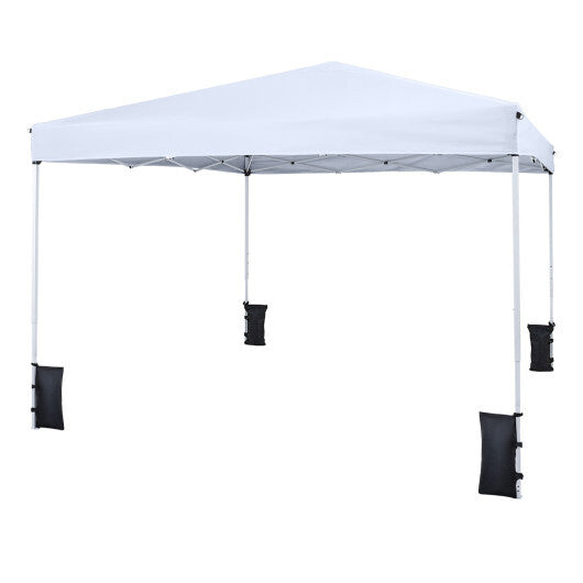 10 x 10 Feet Pop up Canopy Tent with Carrying Bag and 4 Sandbags-White LuxuryLifeWay Online Store