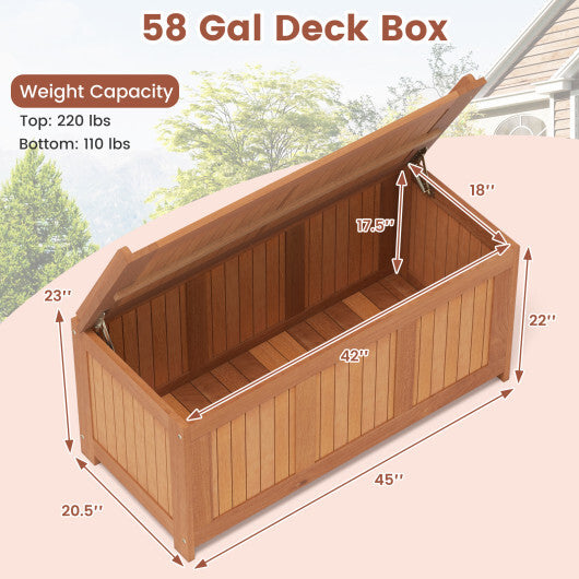 52 Gallon 3-in-1 Patio Wood Deck Box with Flip Top for Cushions LuxuryLifeWay Online Store