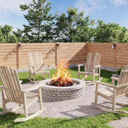 Adirondack Rocking Chair with Slatted Seat and High Fanned Back-Natural LuxuryLifeWay Online Store