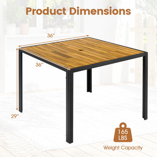 36 Inch Square Outdoor Dining Table for 4 with Slatted Top for Porch LuxuryLifeWay Online Store