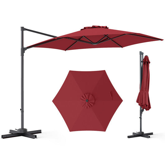 10 FT Patio Cantilever Umbrella with 360? Rotation and Air Vent for Backyard and Poolside-Tan LuxuryLifeWay Online Store