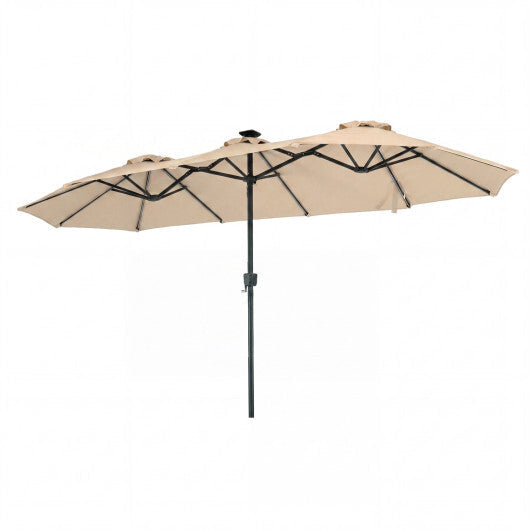13 FT Double-Sided Patio Umbrella with Color-Changing Flowing Solar LED Lights-Brown LuxuryLifeWay Online Store