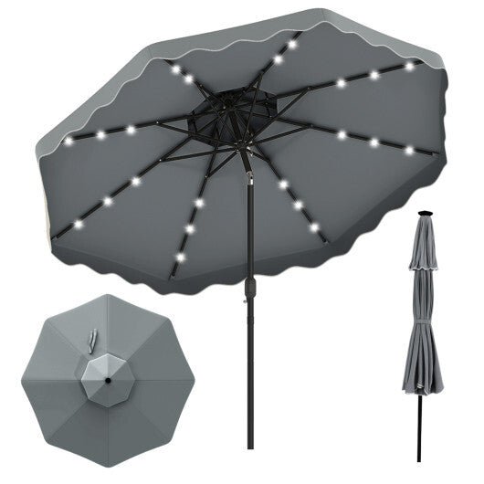 10 FT Solar LED Patio Umbrella for Deck and Pool-Beige LuxuryLifeWay Online Store