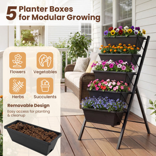 5-Tier Vertical Raised Garden Bed with Drainage Holes for Patio LuxuryLifeWay Online Store