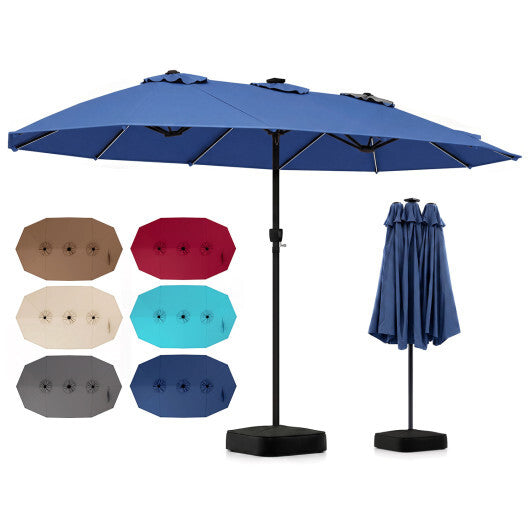 15.5FT Extra-Large Patio Umbrella with Base 12 Reinforced Ribs-Brown LuxuryLifeWay Online Store