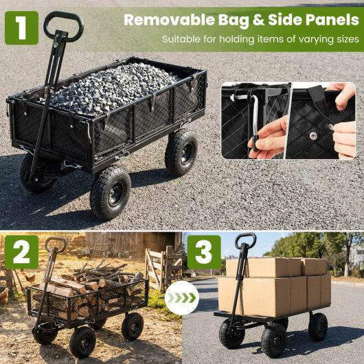 880 lbs Utility Wagon Flatbed with Removable Oxford Cloth Liner-Black LuxuryLifeWay Online Store