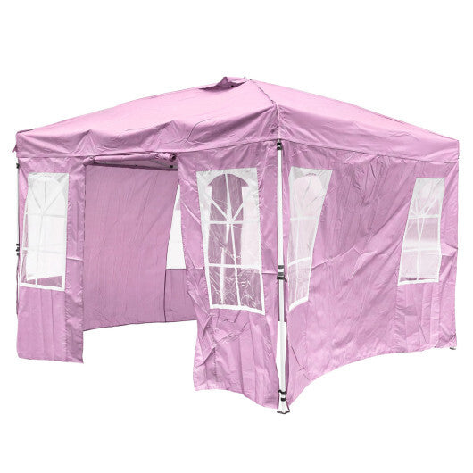 10 x 10 FT Pop Up Canopy Tent with 4 Sidewalls and Adjustable Height Waterproof-White LuxuryLifeWay Online Store