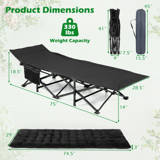 Camping Cot for Adults with Soft Padded Mat and Carrying Bag-Navy LuxuryLifeWay Online Store