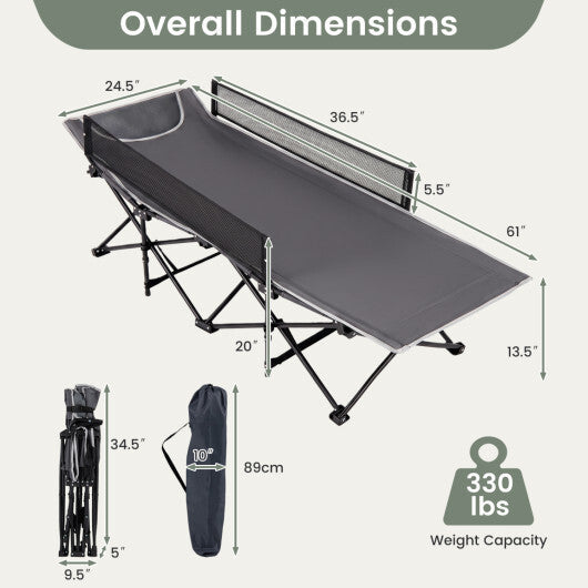 Portable Travel Toddler Cot Bed with Guardrail for Outdoor Indoor-Navy LuxuryLifeWay Online Store