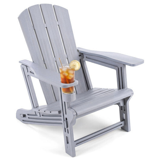 HDPE Adirondack Chairs with Realistic Wood Grain for Backyard Lawn-Black LuxuryLifeWay Online Store