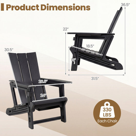 HDPE Outdoor Adirondack Chairs with Cup Holder-Gray