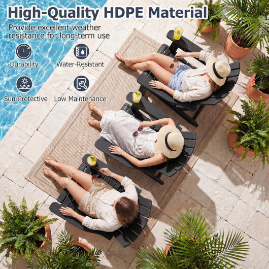 HDPE Adirondack Chair with Cup Holder and Wooden Texture for Patio-Blue LuxuryLifeWay Online Store