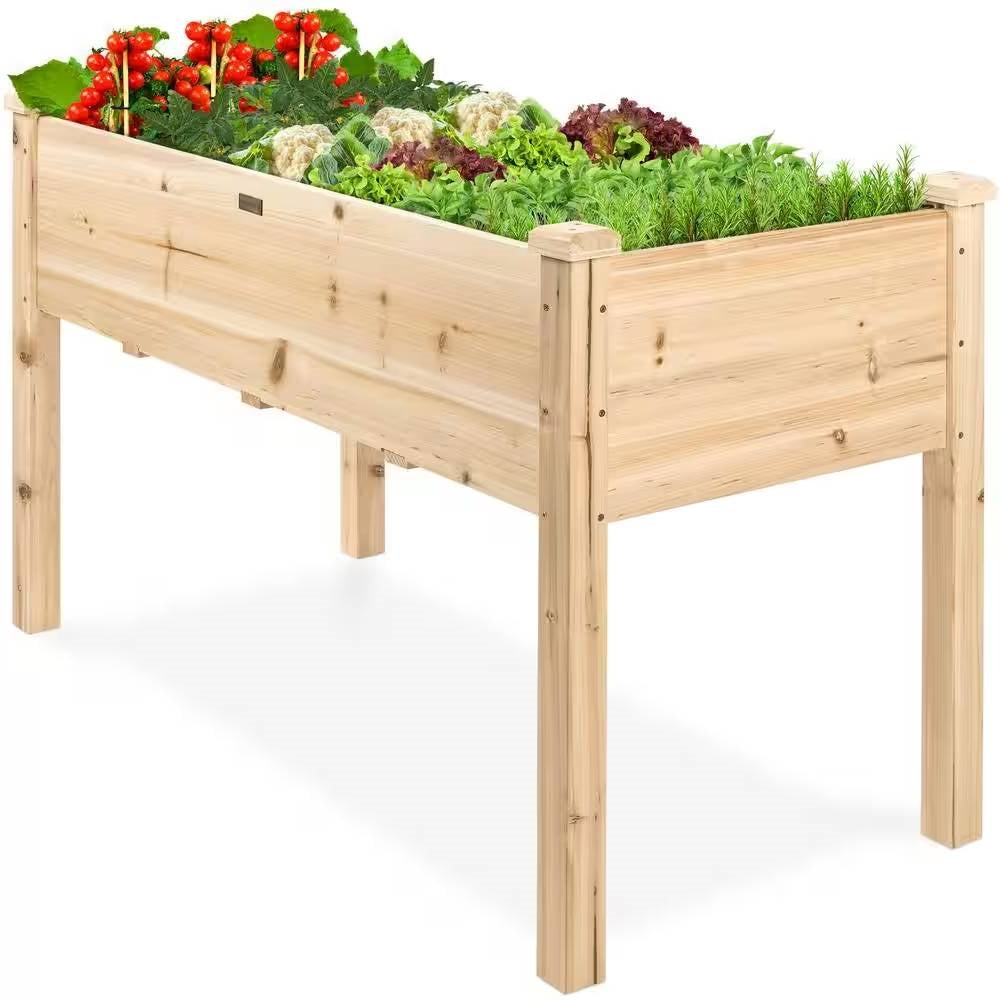 Outdoor 4-ft x 2-ft Fir Wood Raised Garden Bed Planter Box LuxuryLifeWay Online Store