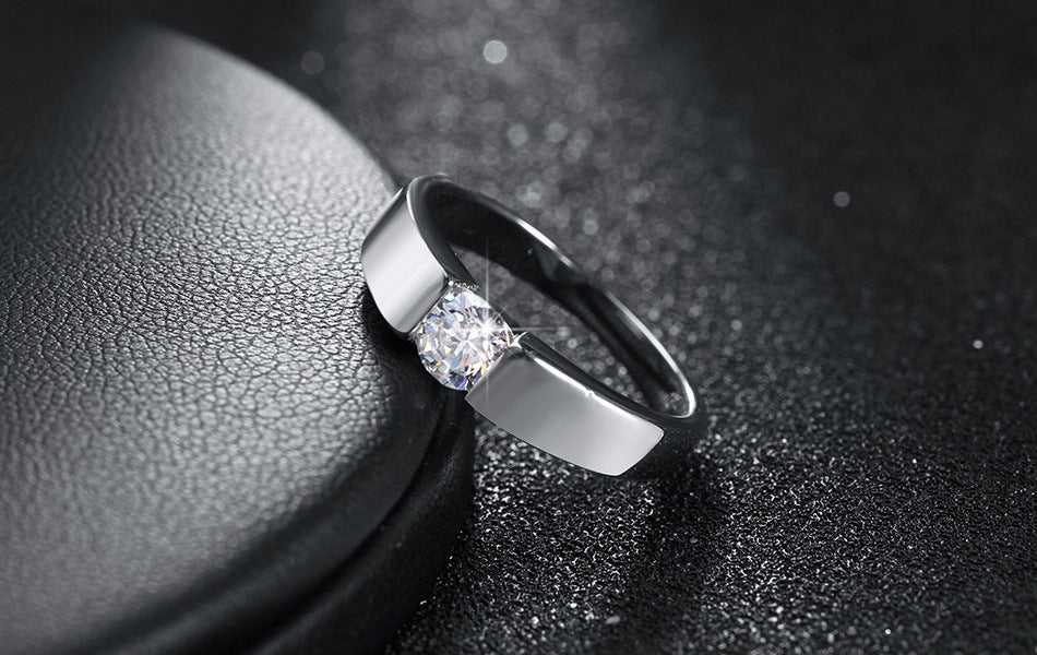 18K White Gold Plated Diamond Doppel Herz Ring