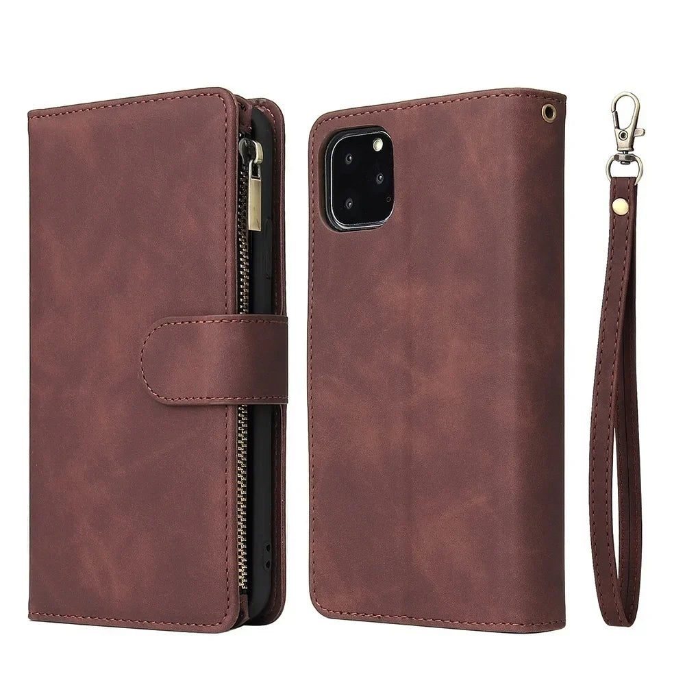 Vegan Leather Wallet Case for iPhone 15 to 17 series