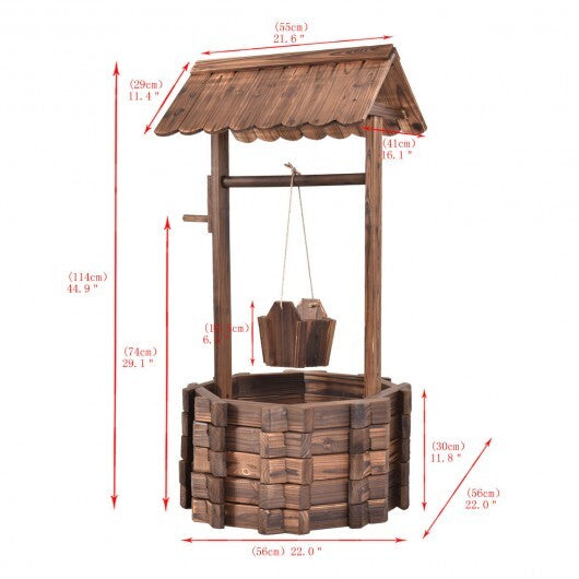 Outdoor Wooden Wishing Well Planter Bucket LuxuryLifeWay Online Store