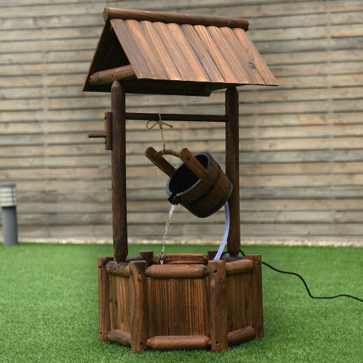 Garden Rustic Wishing Well Wooden Water Fountain with Pump LuxuryLifeWay Online Store