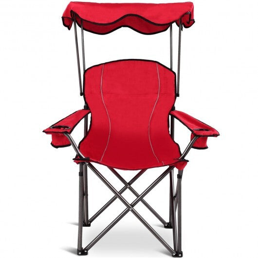 Portable Folding Beach Canopy Chair with Cup Holders-Red - Color: Red LuxuryLifeWay Online Store
