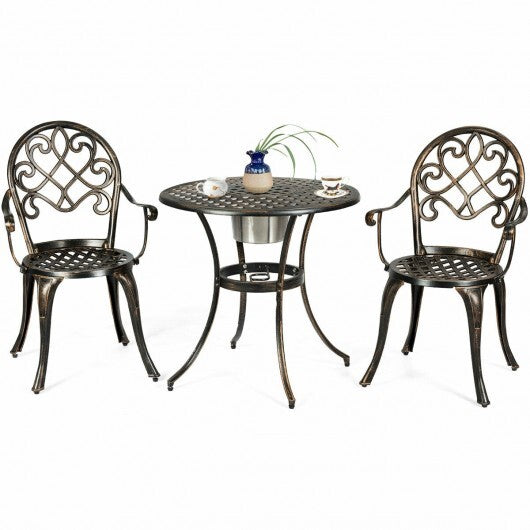 3 Pieces Outdoor Set Patio Bistro with Attached Removable Ice Bucket LuxuryLifeWay Online Store
