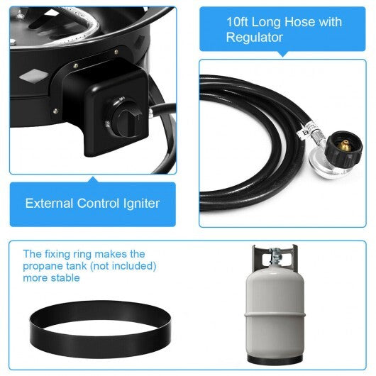 58 000BTU Firebowl Outdoor Portable Propane Gas Fire Pit with Cover and Carry Kit LuxuryLifeWay Online Store