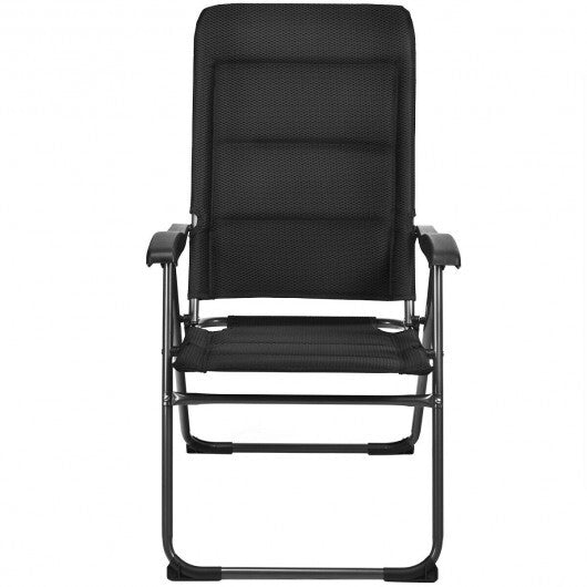 2 Pieces Outdoor Folding Patio Chairs with Adjustable Backrests for Bistro and Backyard-Black LuxuryLifeWay Online Store