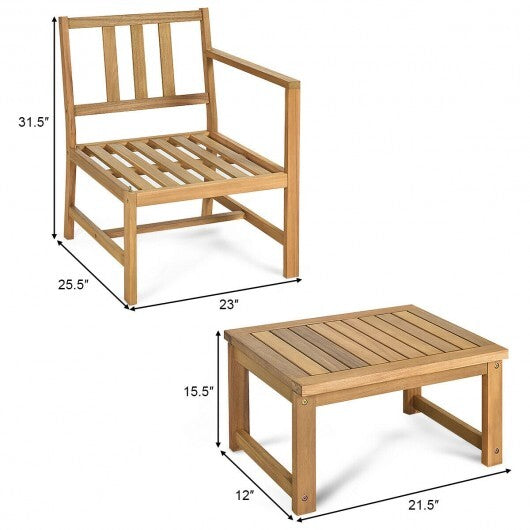 3-in-1 Acacia Wood Loveseat with Separable Coffee Table LuxuryLifeWay Online Store