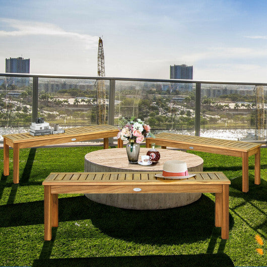 52 Inch Outdoor Acacia Wood Dining Bench Chair LuxuryLifeWay Online Store