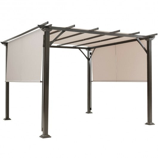 10 x 10 Feet Metal Frame Patio Furniture Shelter-Beige LuxuryLifeWay Online Store