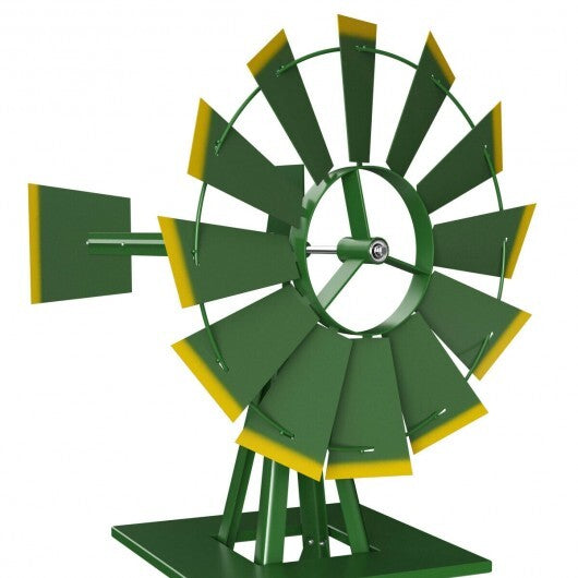 8 Feet Windmill Metal Ornamental Wind Wheel Weather Resistant-Green - Color: Green LuxuryLifeWay Online Store