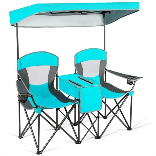Patented Portable Folding Camping Canopy Chairs with Cup Holder-Blue LuxuryLifeWay Online Store