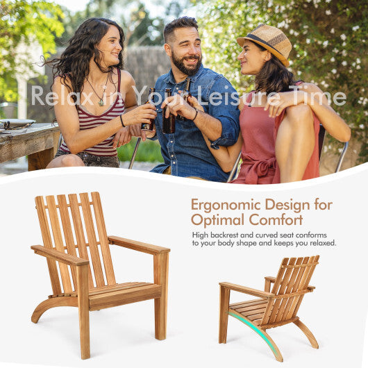 Outdoor Durable Patio Acacia Wood Adirondack Lounge Armchair-Natural - Color: Natural LuxuryLifeWay Online Store