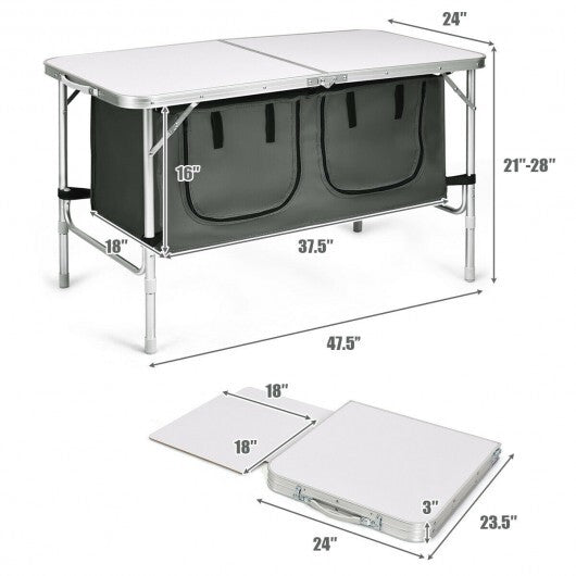 Height Adjustable Folding Camping Table-Gray - Color: Gray LuxuryLifeWay Online Store