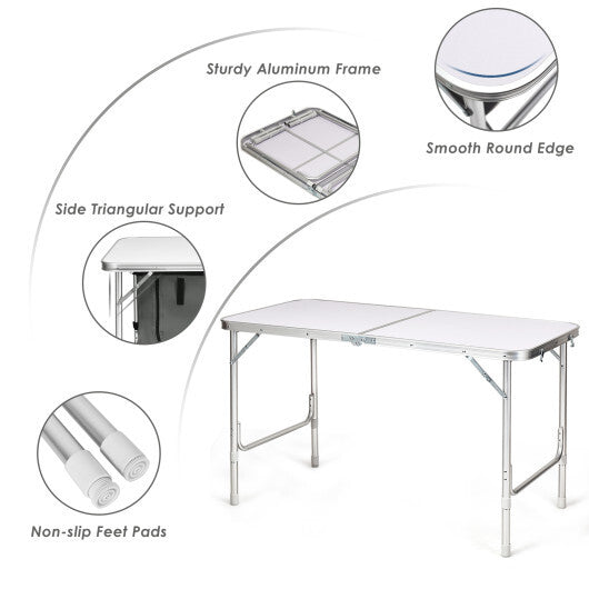 Height Adjustable Folding Camping Table-Gray LuxuryLifeWay Online Store