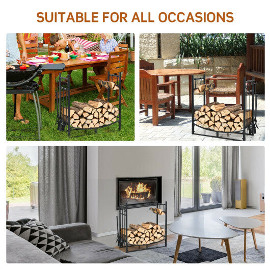 30 Inch Firewood Rack with 4 Tool Set Kindling Holders for Indoor and Outdoor LuxuryLifeWay Online Store
