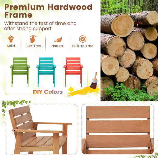 2 Piece Patio Hardwood Chair with Slatted Seat and Inclined Backrest LuxuryLifeWay Online Store