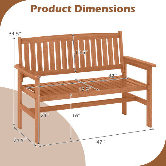 2-Person Patio Loveseat with Slatted Backrest and Comfortable Armrests LuxuryLifeWay Online Store