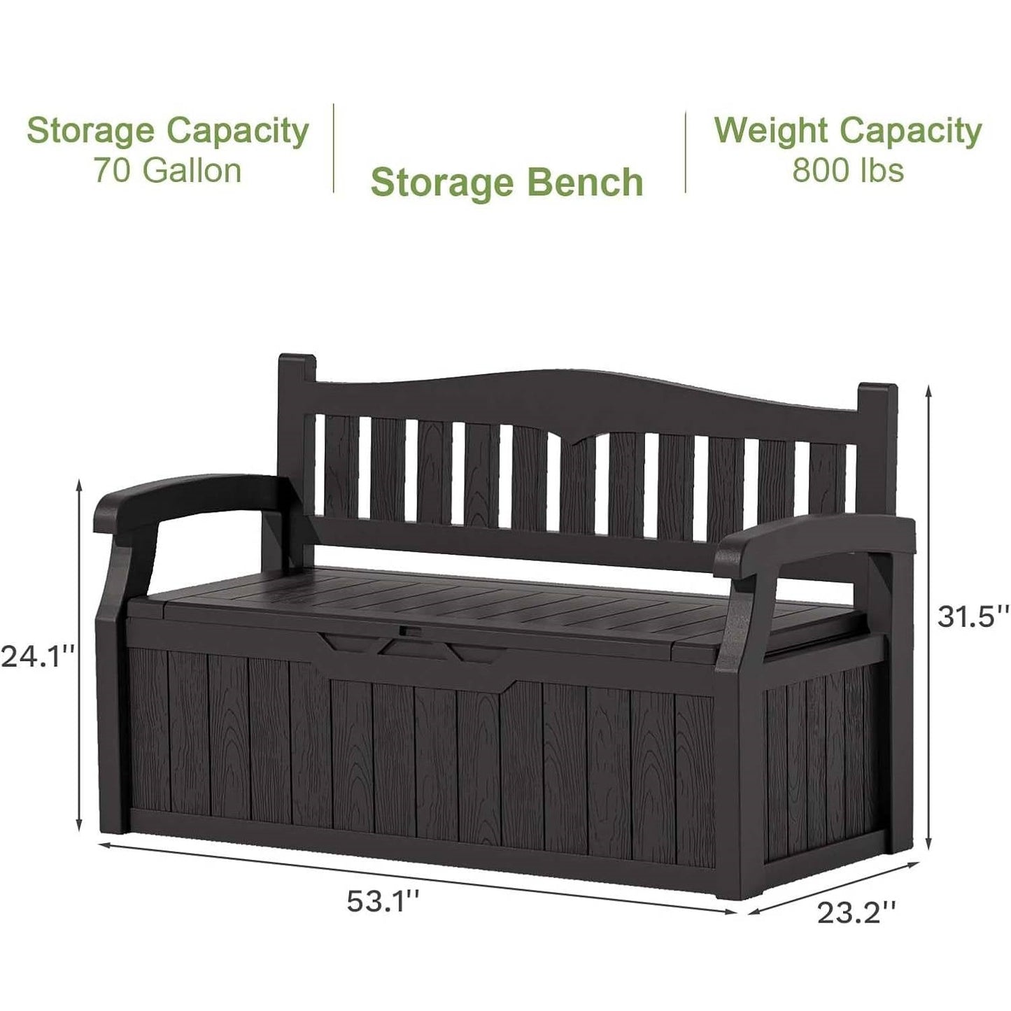 Heavy Duty Black Plastic Outdoor Storage Garden Bench Patio Deck Box LuxuryLifeWay Online Store