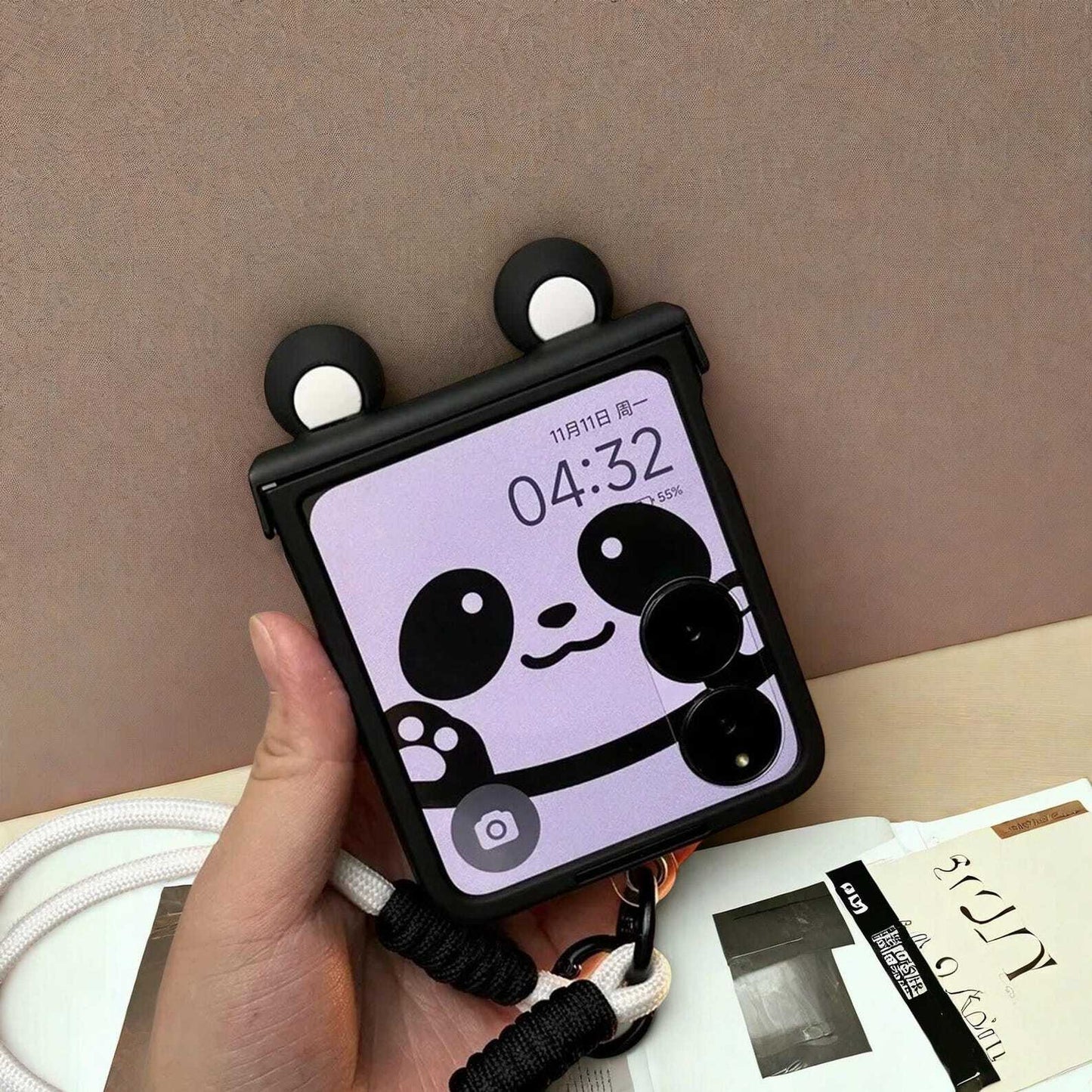 Cute Ears Hand Bracelet Hinge Case for Xiaomi MIX Flip - Stylish Protective Cover with Secure Chain Grip for MIX Flip Phones LuxuryLifeWay Online Store