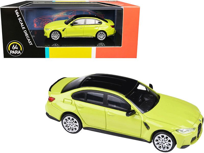 BMW M3 (G80) Sao Paulo Yellow with Black Top 1/64 Diecast Model Car by Paragon LuxuryLifeWay Online Store