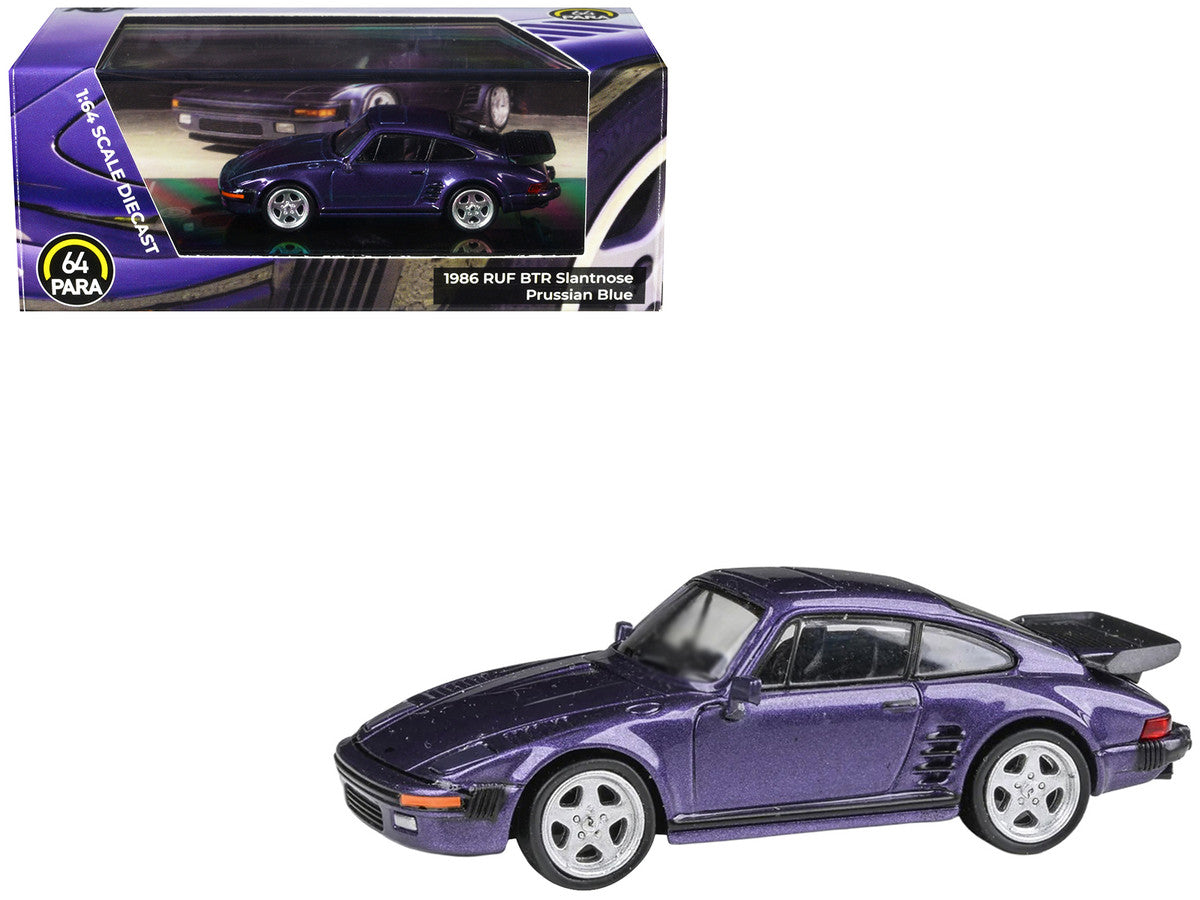 1986 RUF BTR Slantnose Prussian Blue Metallic 1/64 Diecast Model Car by Paragon Models LuxuryLifeWay Online Store