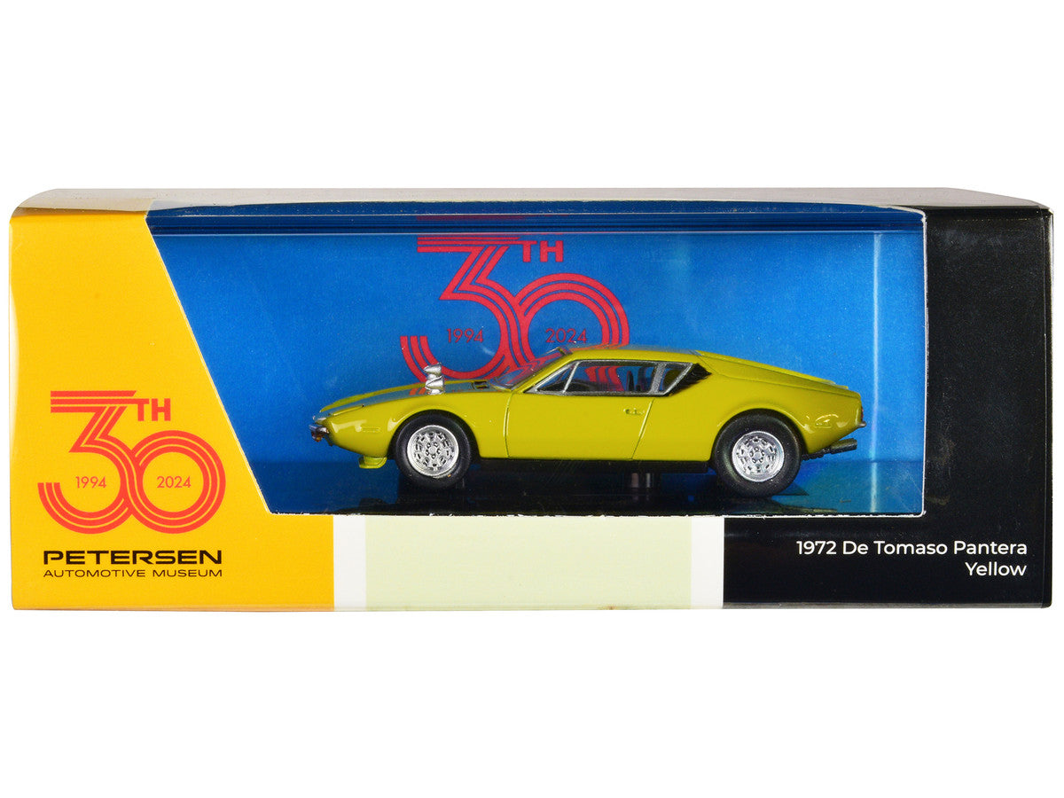 1972 De Tomaso Pantera Yellow "Petersen Automotive Museum 30th Anniversary" 1/64 Diecast Model Car by Paragon Models LuxuryLifeWay Online Store