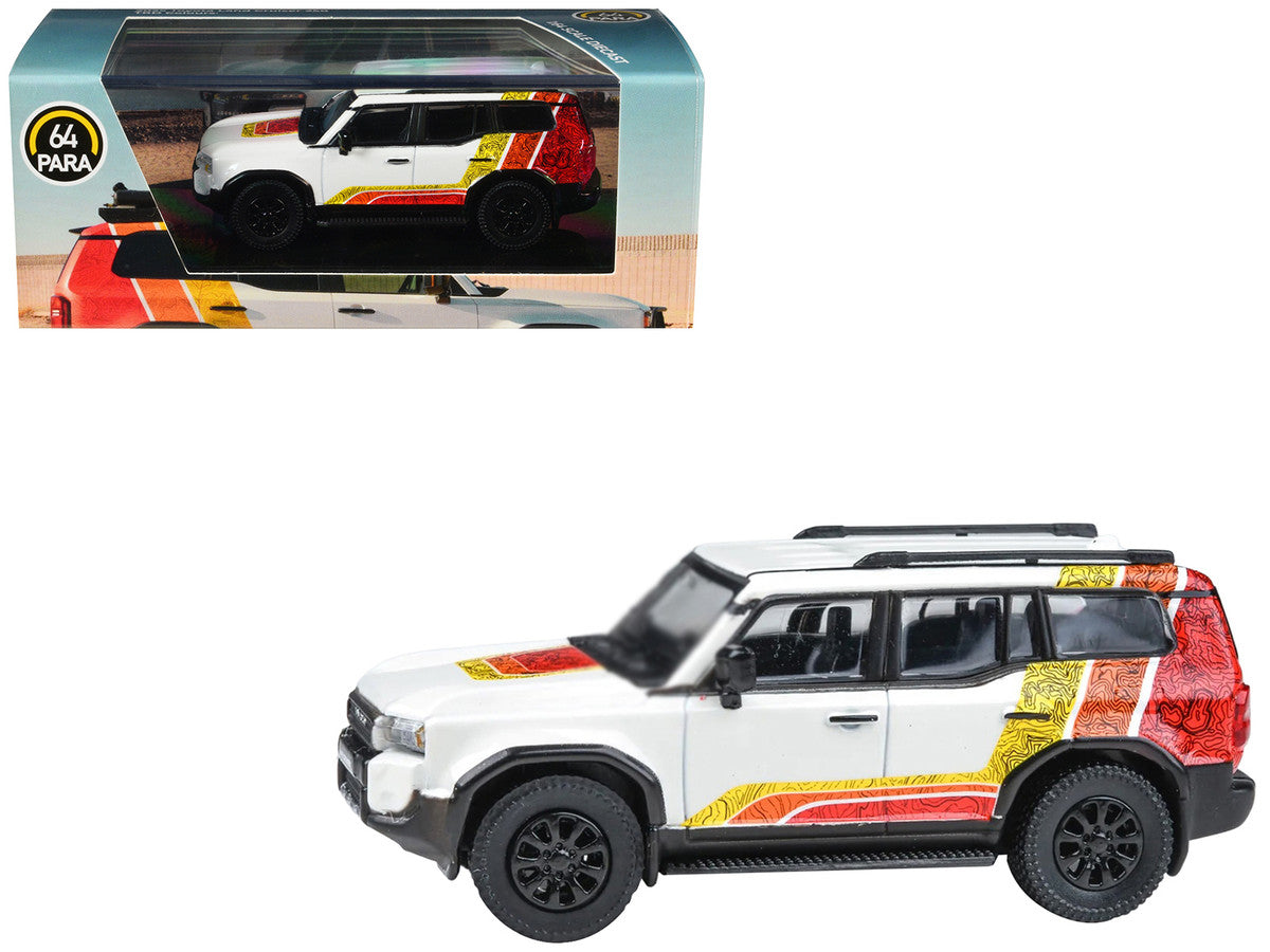 2024 Toyota Land Cruiser 250 Prado White with "TRD" Stripes 1/64 Diecast Model Car by Paragon Models LuxuryLifeWay Online Store