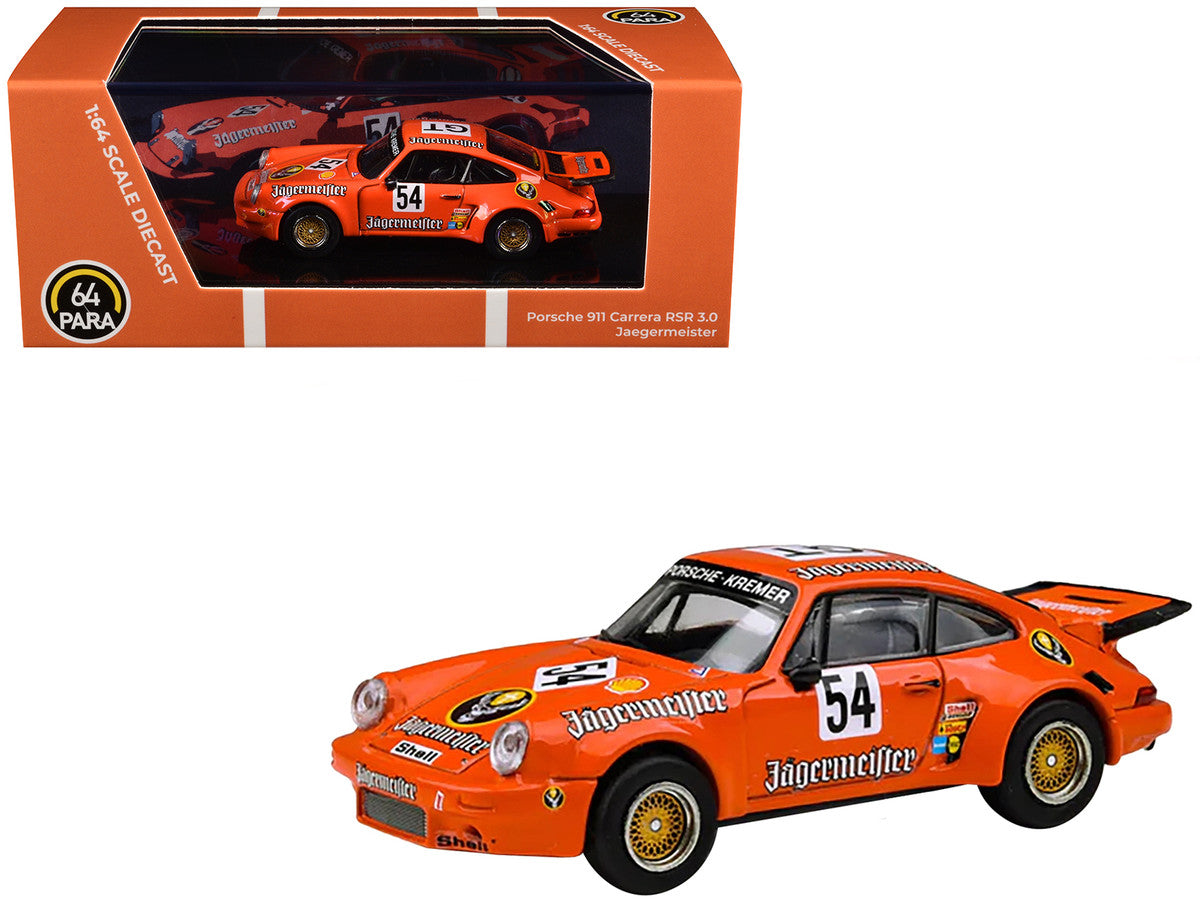 Porsche 911 Carrera RSR 3.0 #54 "Jaegermeister - Kremer" Orange 1/64 Diecast Model Car by Paragon Models LuxuryLifeWay Online Store
