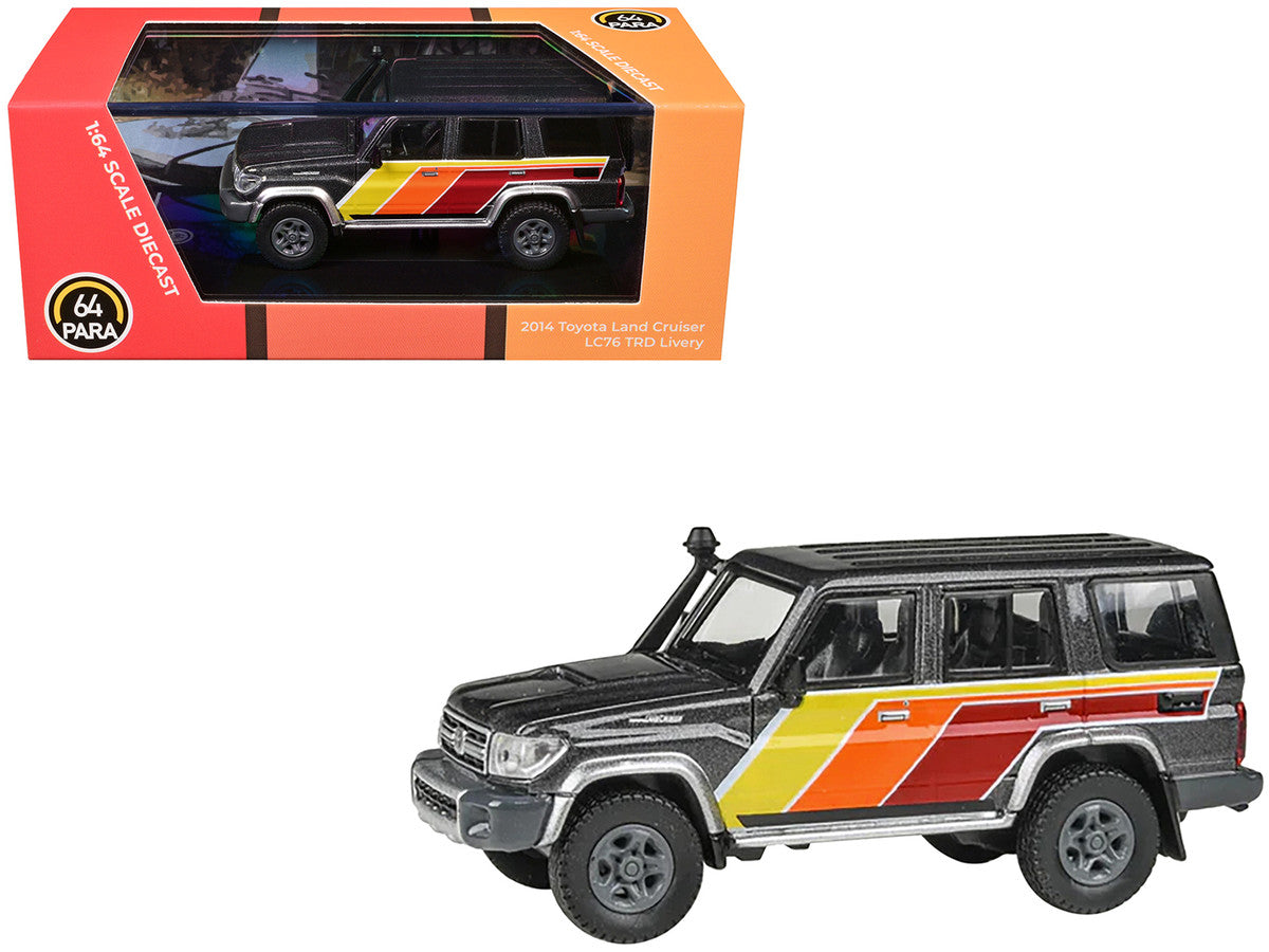 2014 Toyota Land Cruiser LC76 "TRD Livery" Gray Metallic with Stripes 1/64 Diecast Model Car by Paragon Models LuxuryLifeWay Online Store
