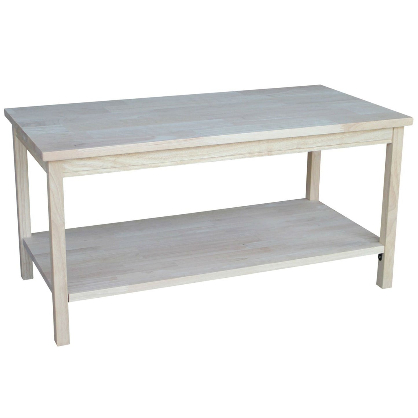Unfinished Solid Wood Rectangular Coffee Table with Bottom Shelf LuxuryLifeWay Online Store