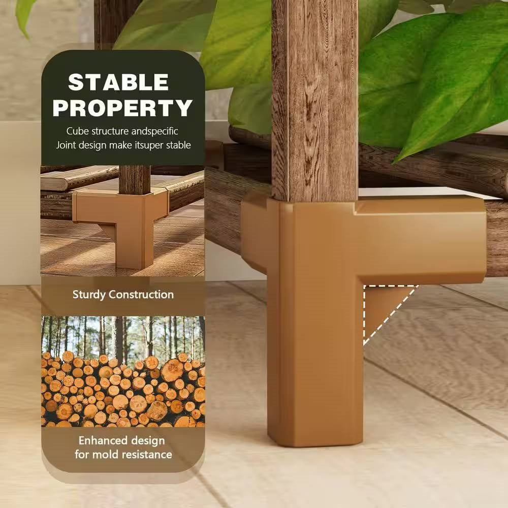 Natural Wood Bookcase Plant Stand Shelving Rack - Holds up to 9 Planters LuxuryLifeWay Online Store