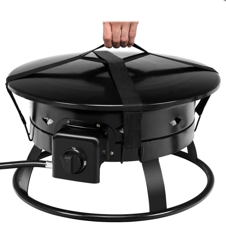 Portable Outdoor Black Metal Propane Fire Pit with Cover and Carry Kit LuxuryLifeWay Online Store